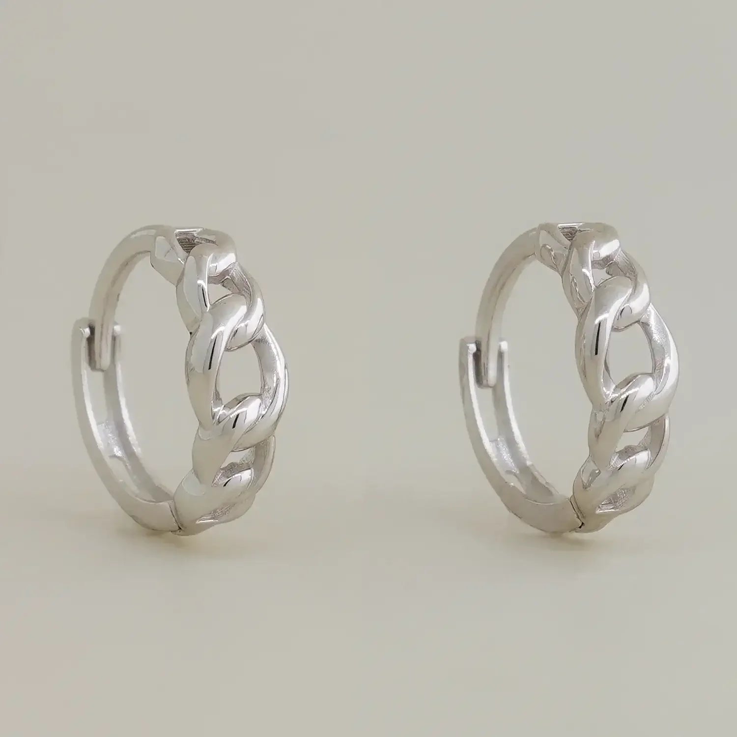 14K Solid Gold Rope Chain Huggie Hoop Earrings (Singe, Pair) – Anygolds
