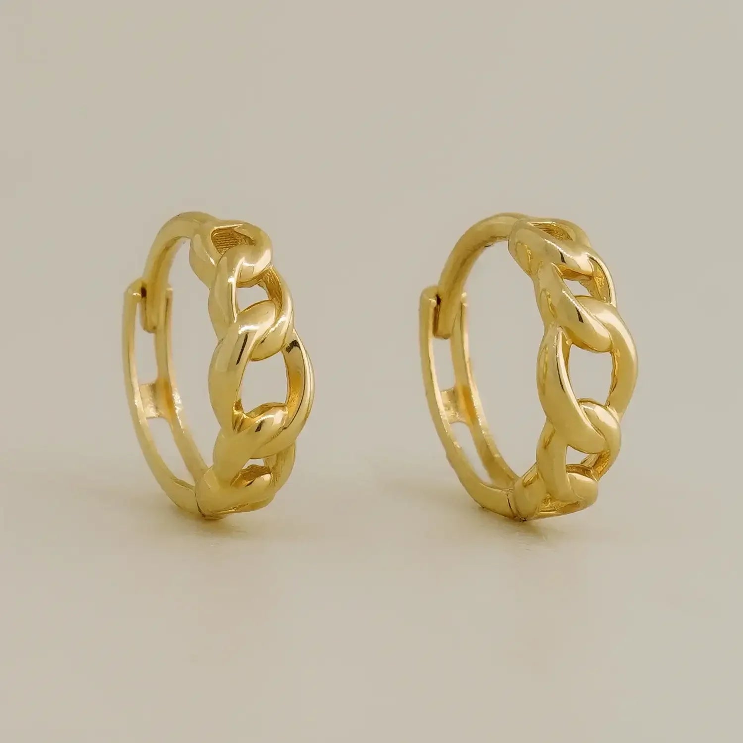14K Solid Gold Rope Chain Huggie Hoop Earrings (Singe, Pair) – Anygolds