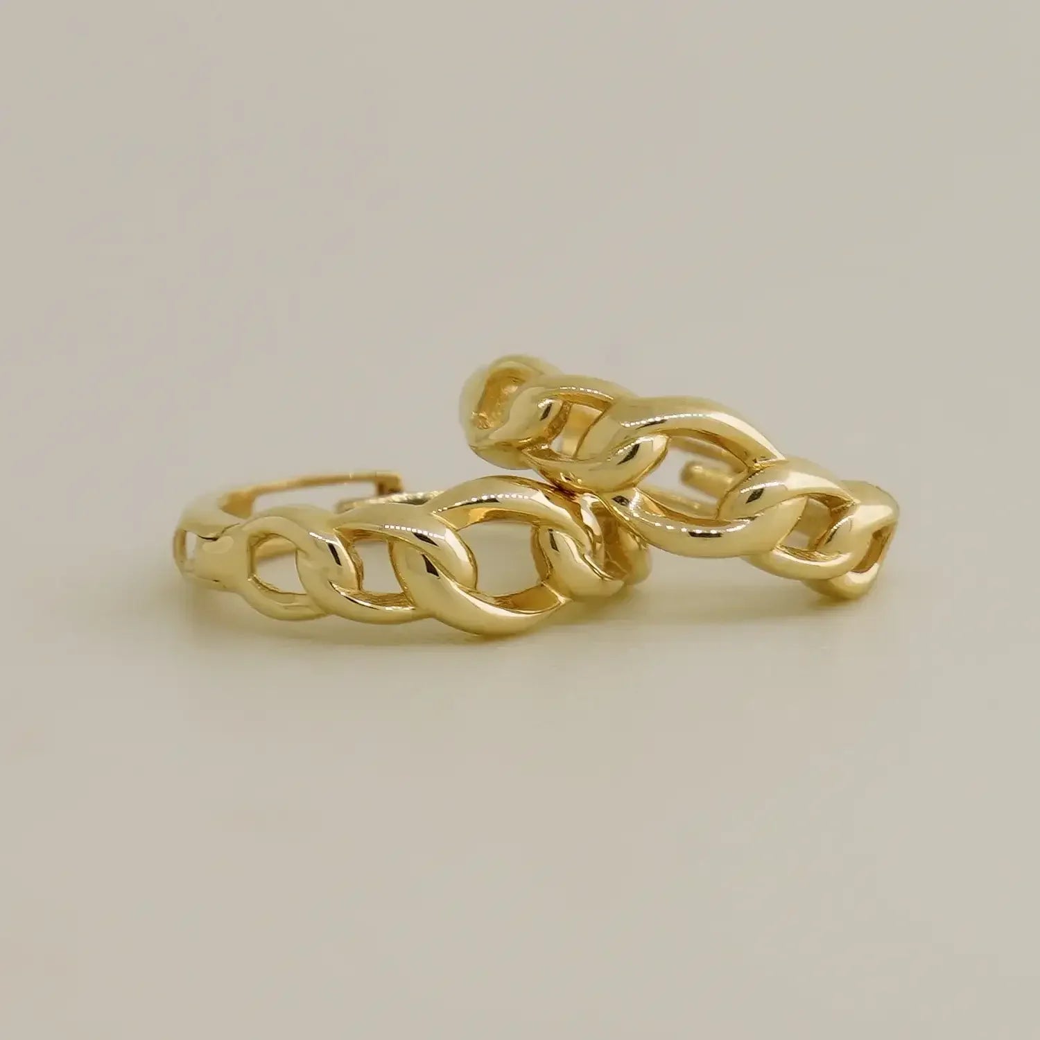 14K Solid Gold Rope Chain Huggie Hoop Earrings (Singe, Pair) – Anygolds