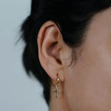 14K Solid Gold Budded Cross Drop Earrings – Anygolds