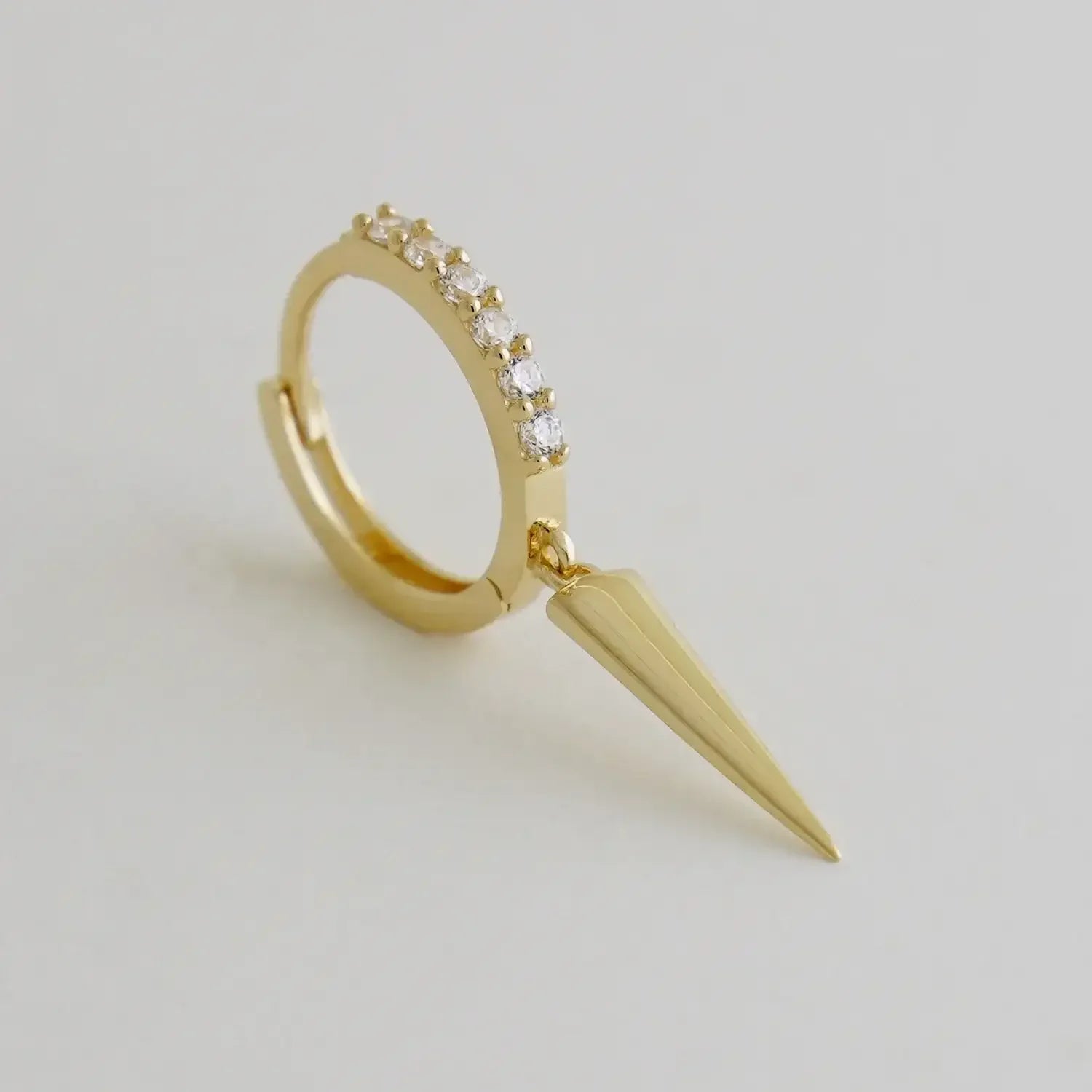 14K Solid Gold CZ Spike Earring – Anygolds