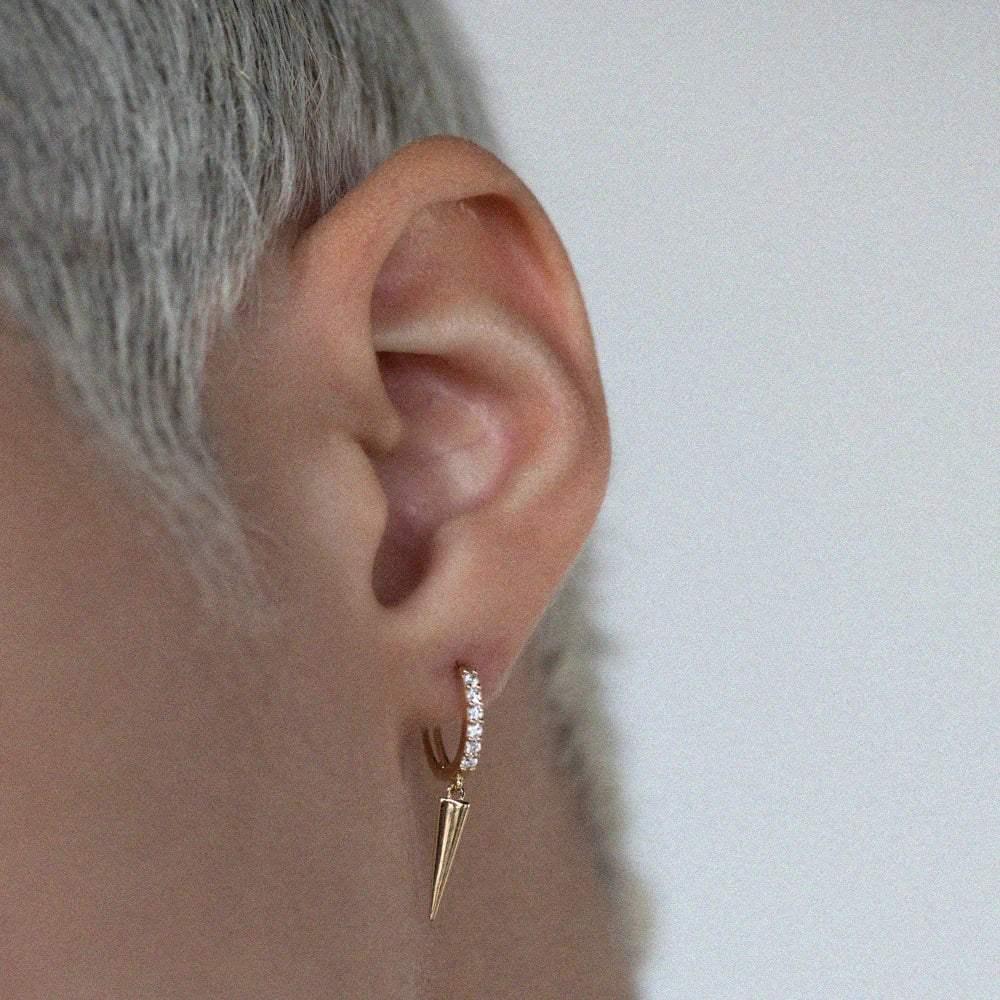 14K Solid Gold CZ Spike Earring – Anygolds