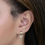 14K Solid Gold Triple Pearl Drop Earrings – Anygolds