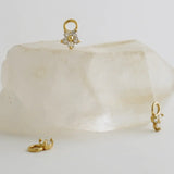 14K Solid Gold Flower Diamond Charm – Anygolds