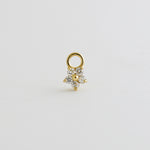 14K Solid Gold Baby Flower Diamond Earring & Necklace Charm - Anygolds 