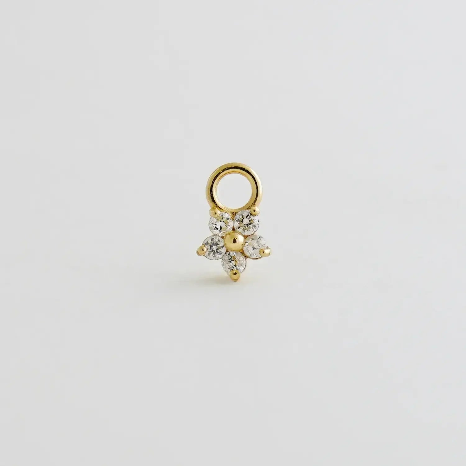 14K Solid Gold Flower Diamond Charm – Anygolds