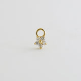 14K Solid Gold Baby Flower Diamond Earring & Necklace Charm - Anygolds 