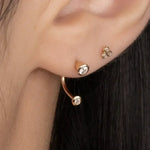 14K Solid Gold Bezel Diamond Horseshoe Hoop – Anygolds