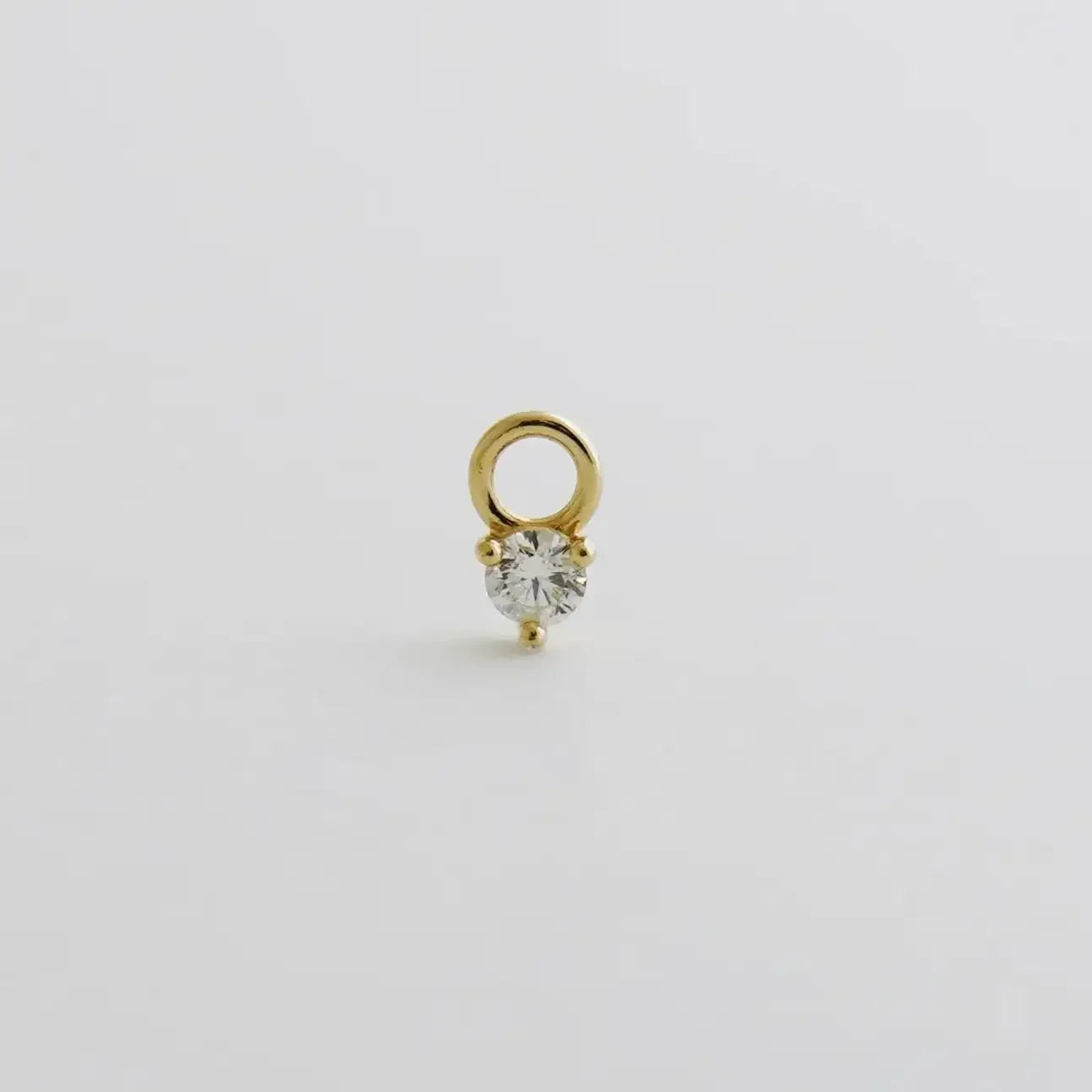 14K Solid Gold Diamond Round Charm – Anygolds