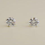 14K Solid Gold CZ Round Stud Earrings – Anygolds