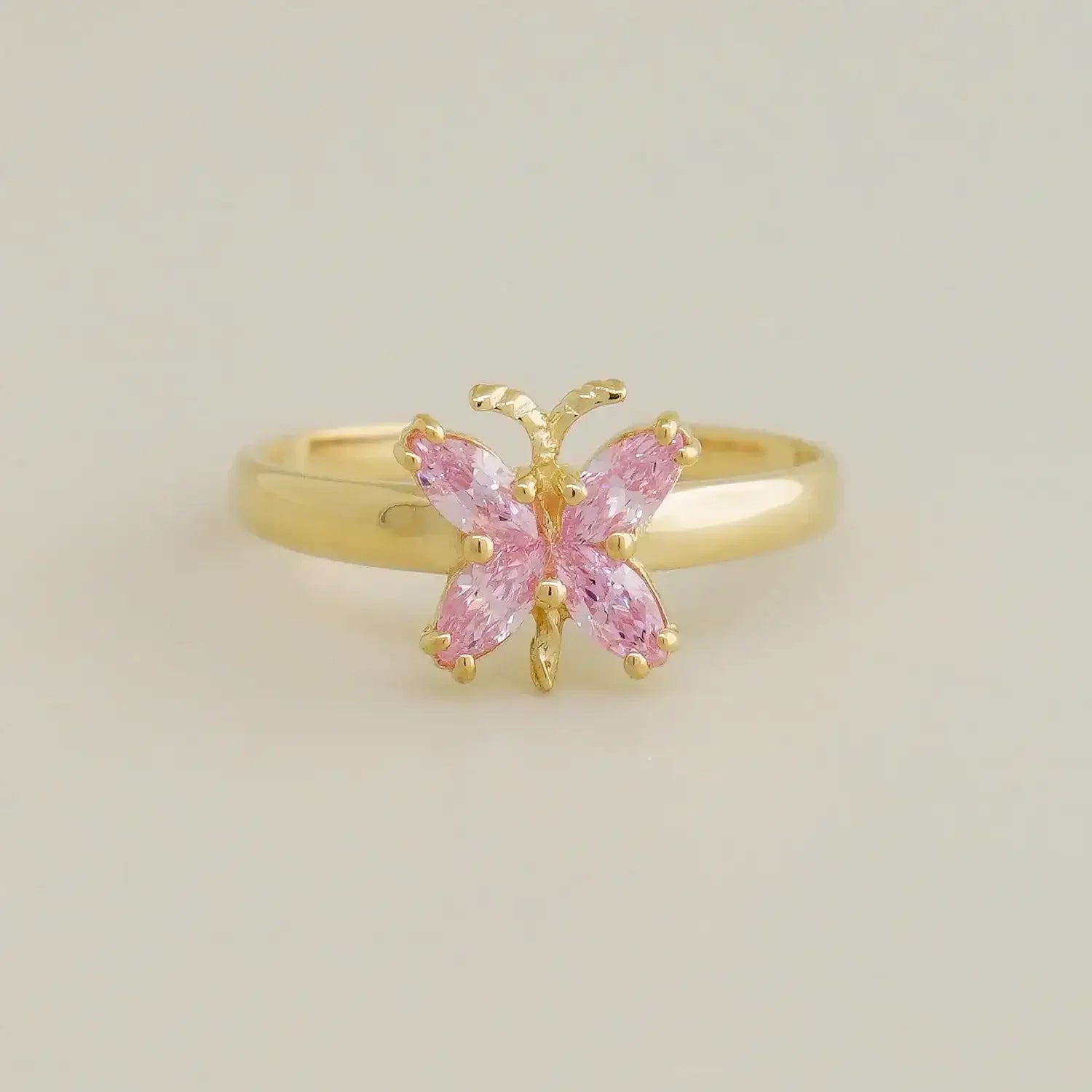 14K Solid Gold Pink Butterfly Open Ring – Anygolds