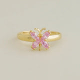 14K Solid Gold Pink Butterfly Open Ring – Anygolds
