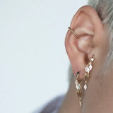 14K Solid Gold CZ Spike Dangle Hoop – Anygolds