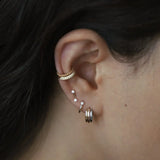 14K Solid Gold Tri-Gold Mini Hoop Earrings – Anygolds