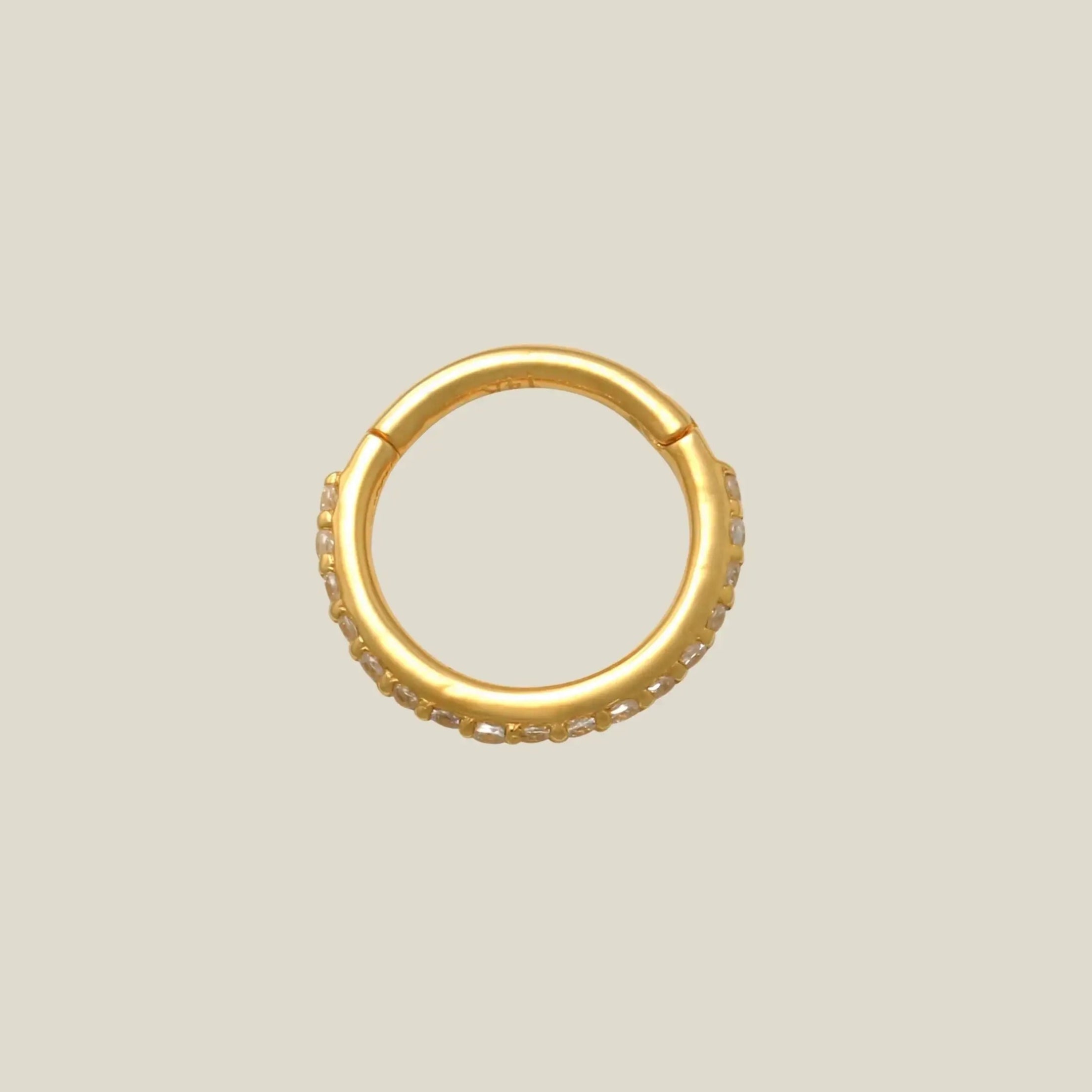 14K Solid Gold Essential CZ Clicker Hoop – Anygolds