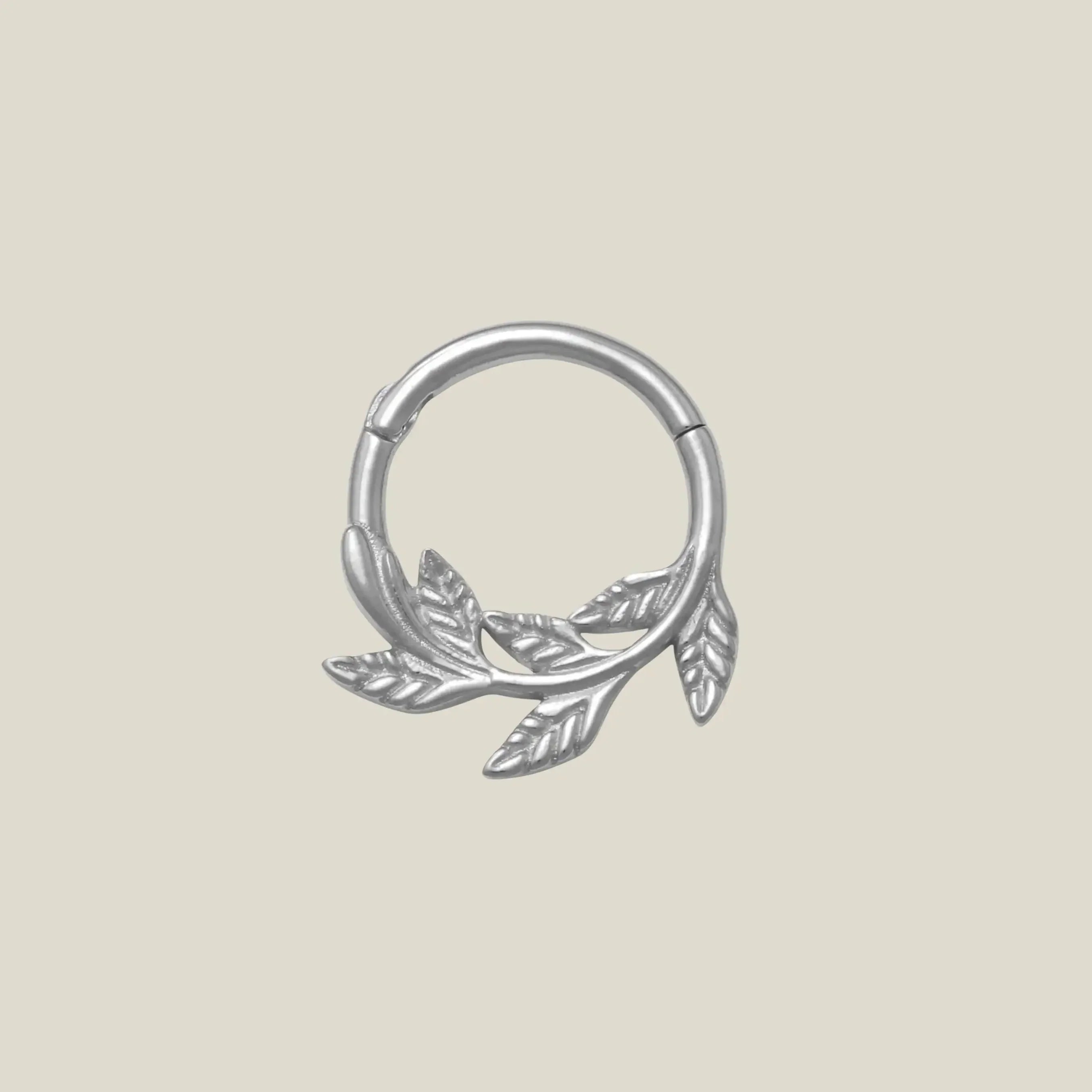 14K Solid Gold Laurel Leaf Clicker Hoop – Anygolds