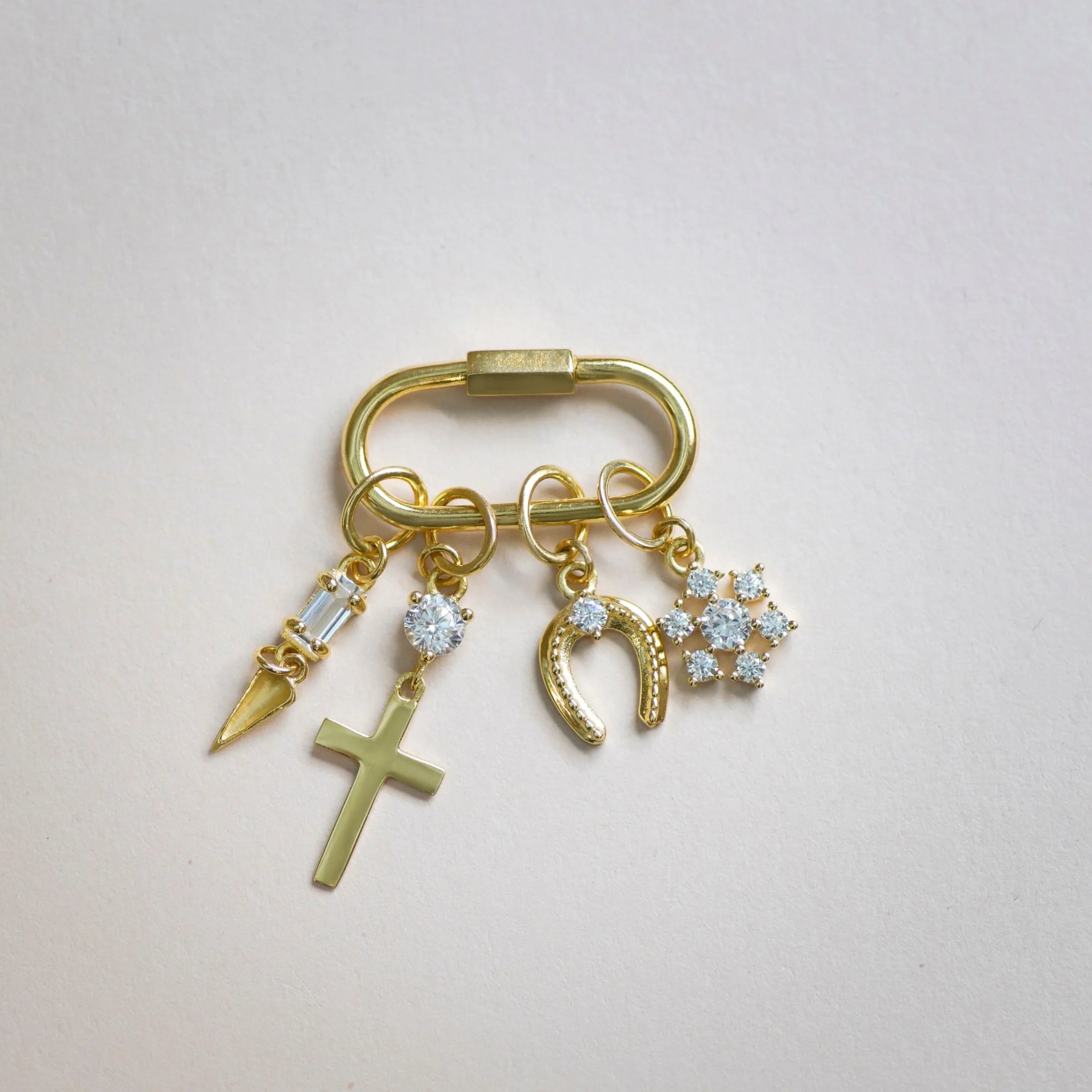 14K gold carabiner connector for charms
