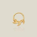 14K Solid Gold Laurel Leaves Nose Hoop Septum Hoop - Anygolds 