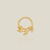 14K Solid Gold Laurel Leaves Nose Hoop Septum Hoop - Anygolds 