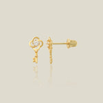 Flower Key Stud Earrings - Anygolds