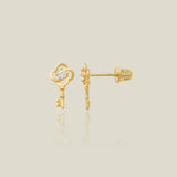 Flower Key Stud Earrings - Anygolds