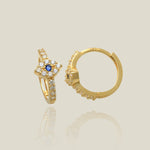 Sapphire Blue Stone Evil Eye Hoop Earring - Anygolds