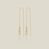 Triple Bezel Chain Threader Earrings