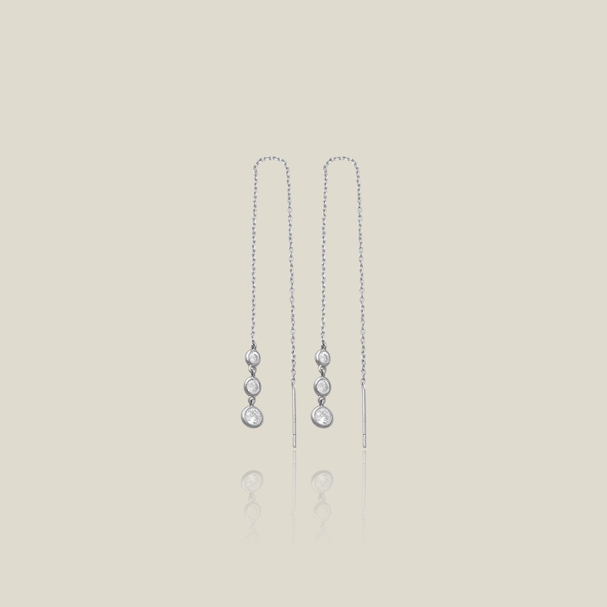 Triple Bezel Chain Threader Earrings