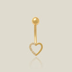 Diamond Open Heart Curved Barbell - Anygolds