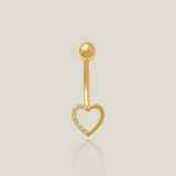 Diamond Open Heart Curved Barbell - Anygolds