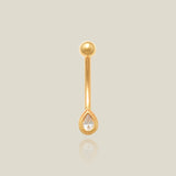 Teardrop Stone Curved Barbell - 16G - Anygolds