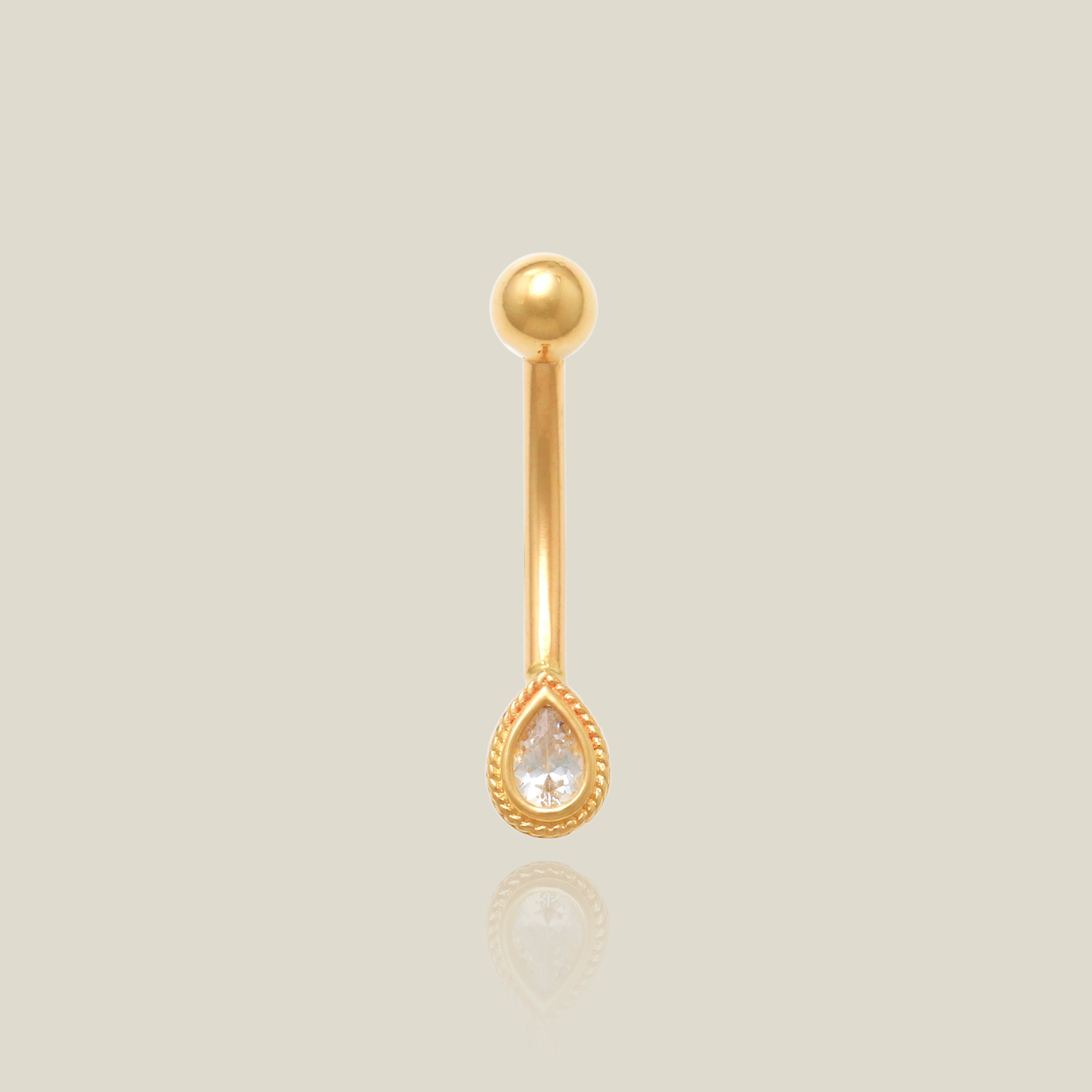 Teardrop Stone Curved Barbell - 16G - Anygolds