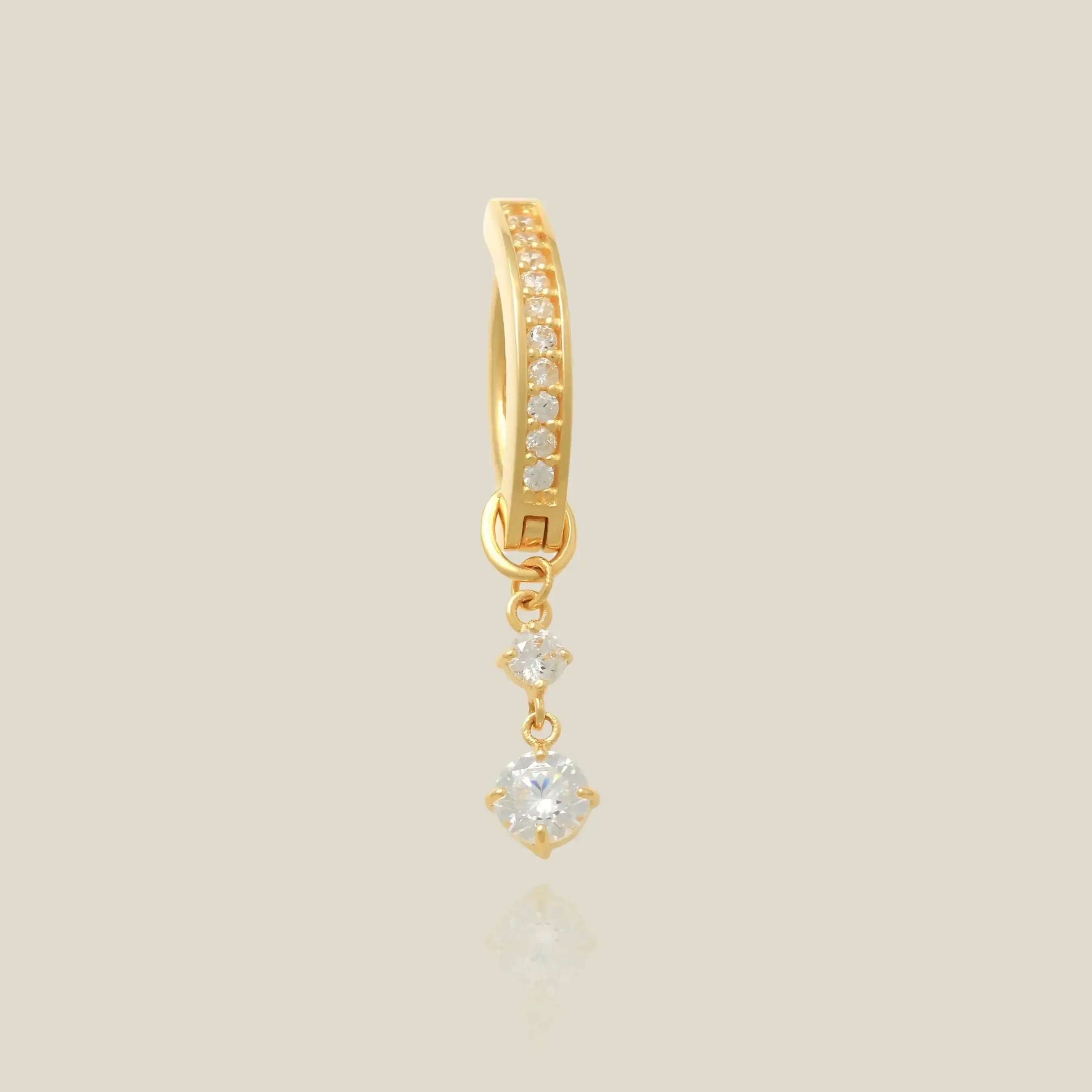 14K Solid Gold CZ Dangle Navel Clicker Ring – Anygolds