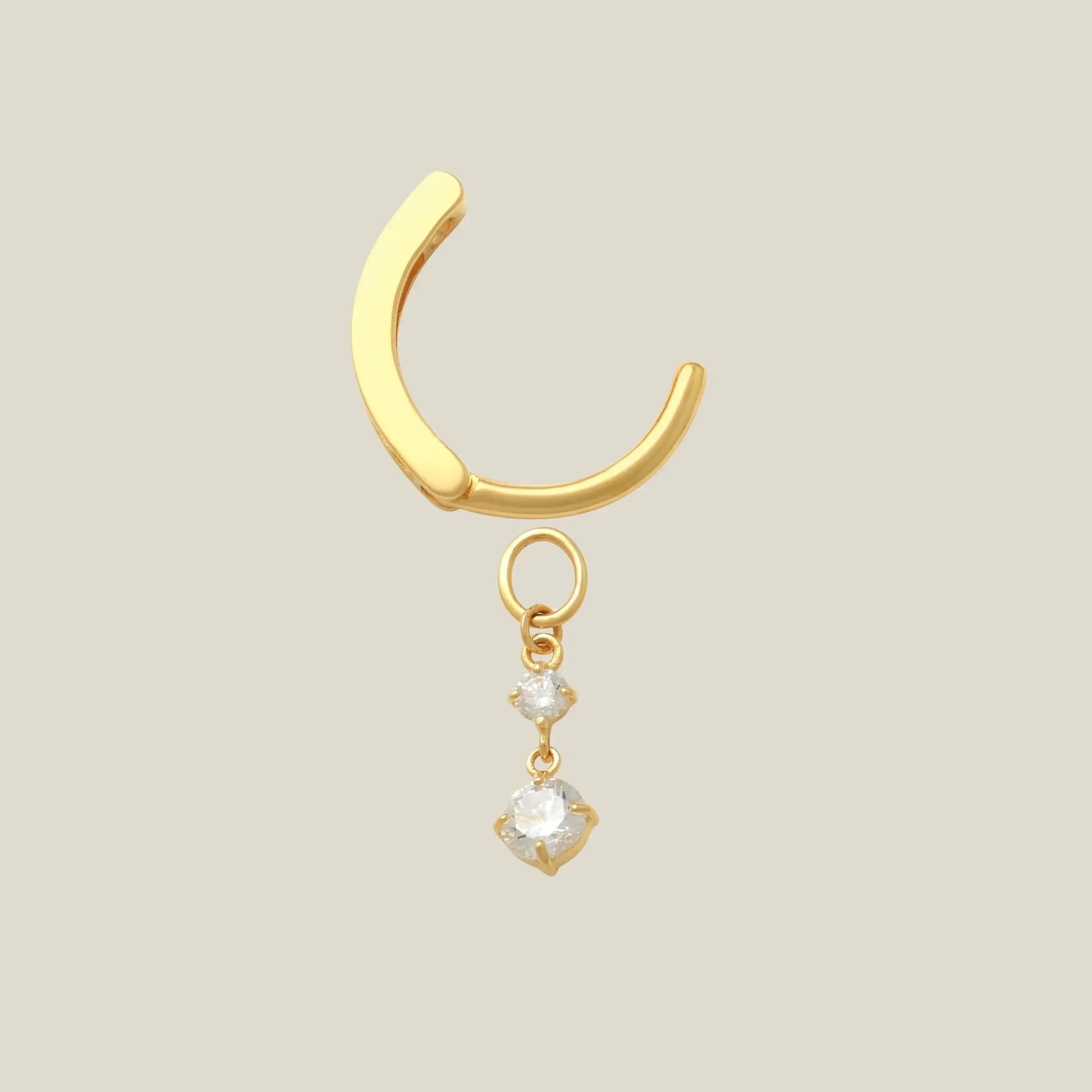 14K Solid Gold CZ Dangle Navel Clicker Ring – Anygolds