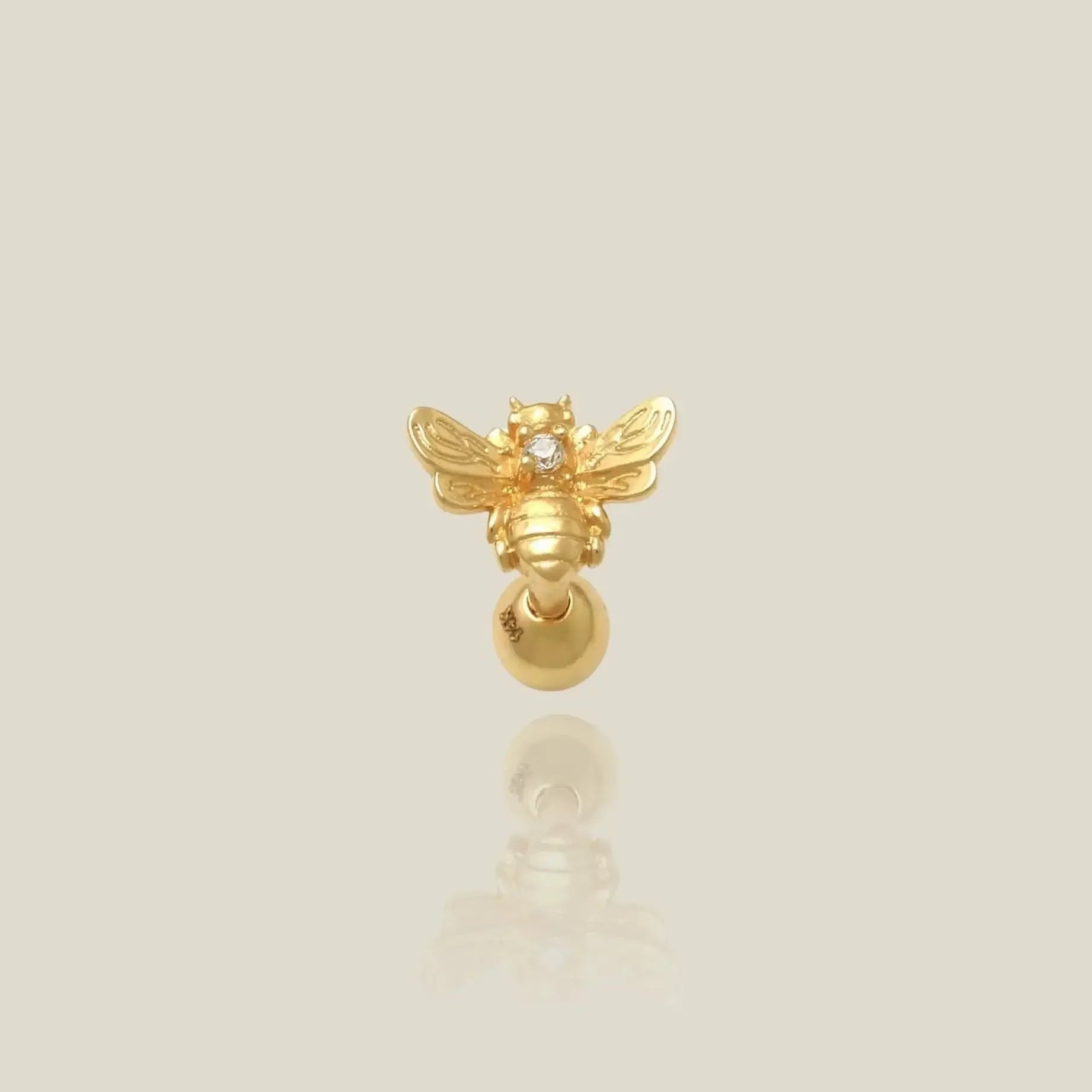 14K Solid Gold Bee Stud – Anygolds
