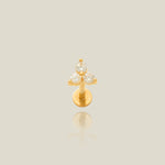 Trinity CZ Stud Piercing Earring (Internal Thread) - Anygolds 