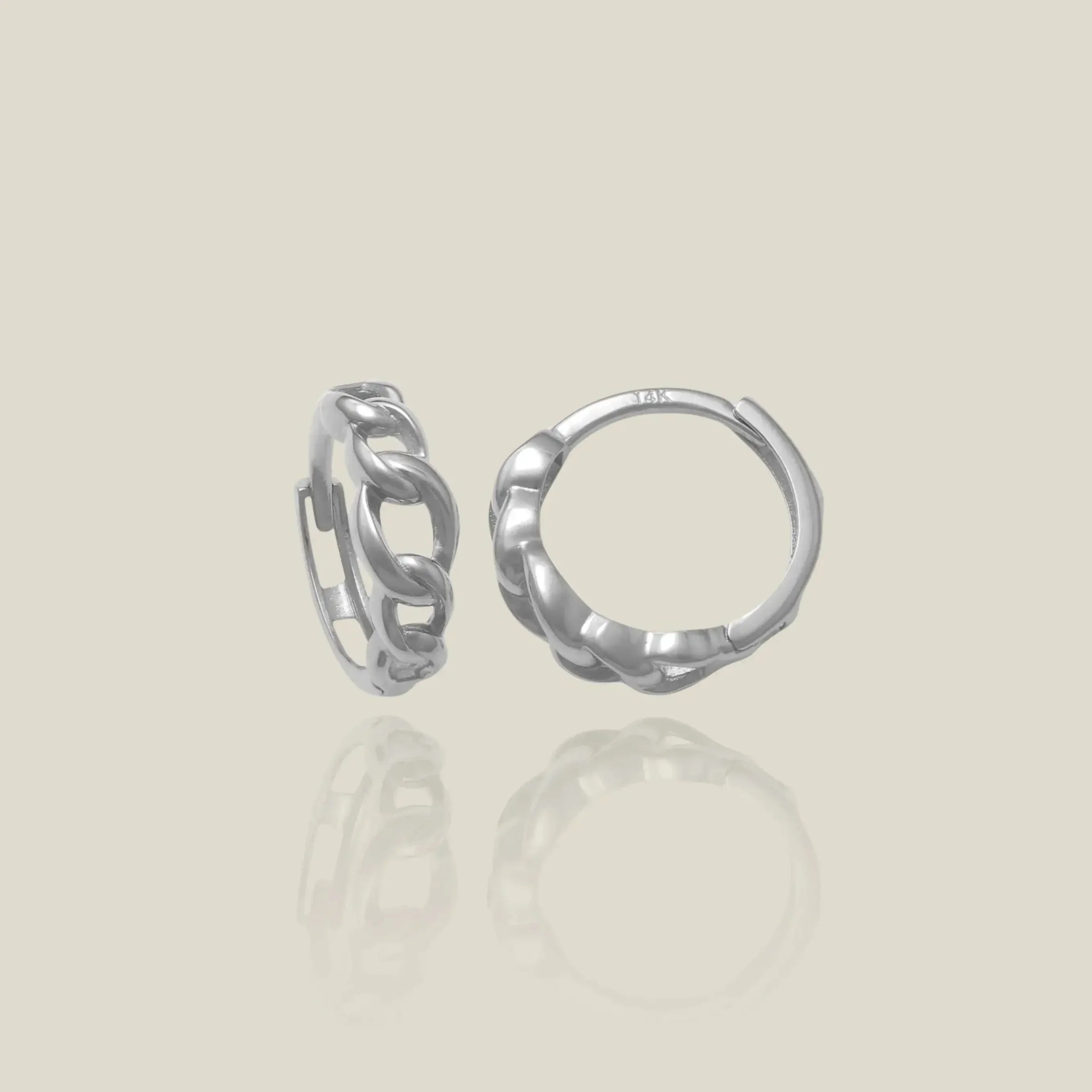 14K Solid Gold Rope Chain Huggie Hoop Earrings (Singe, Pair) – Anygolds