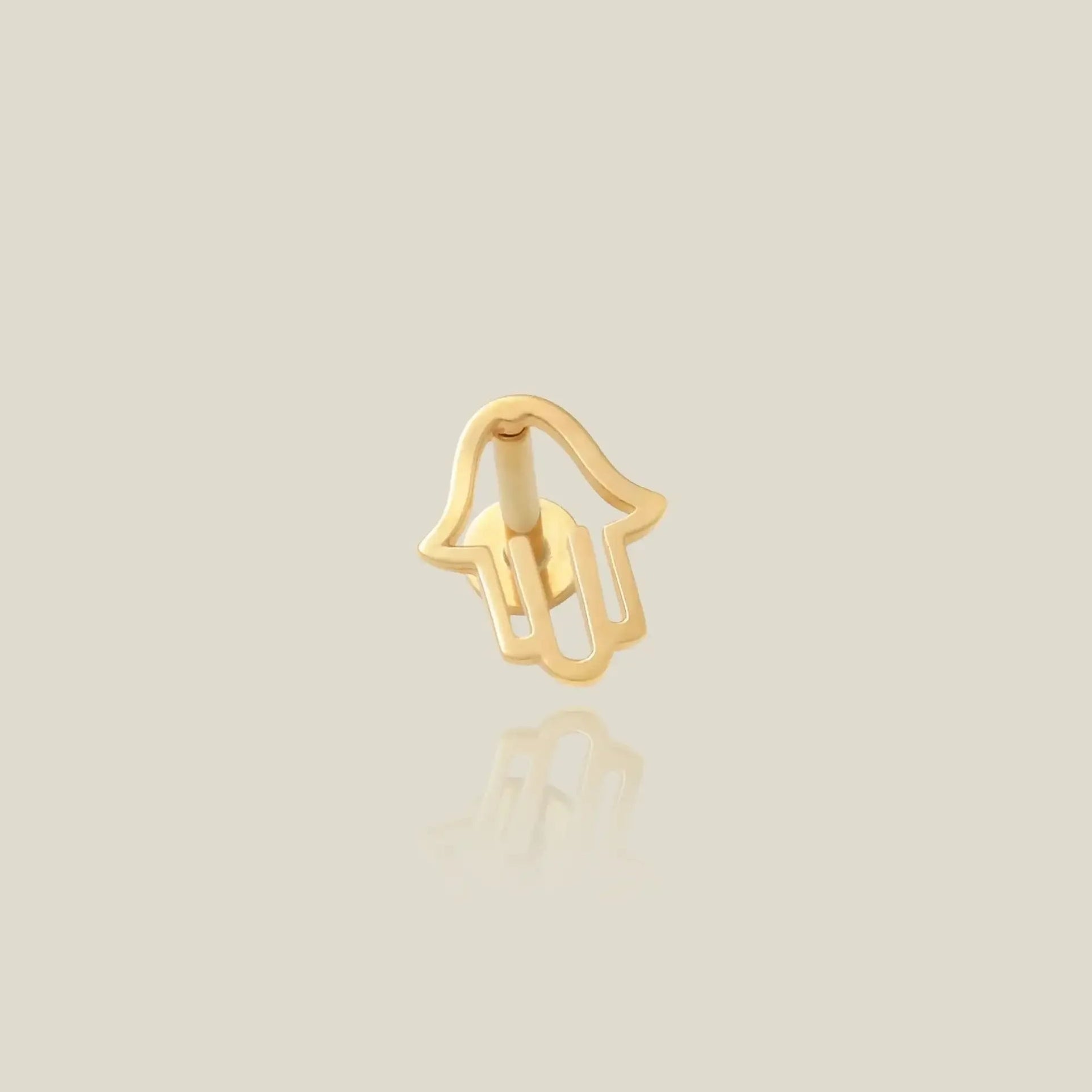 14K Solid Gold Hamsa Hand Stud – Anygolds