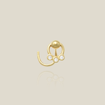 14k Solid Gold Triple Diamond Round Corkscrew Stud - Anygolds