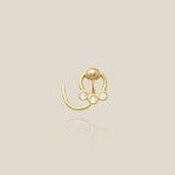 14k Solid Gold Triple Diamond Round Corkscrew Stud - Anygolds