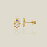 Sapphire & CZ Hamsa Stud Earrings