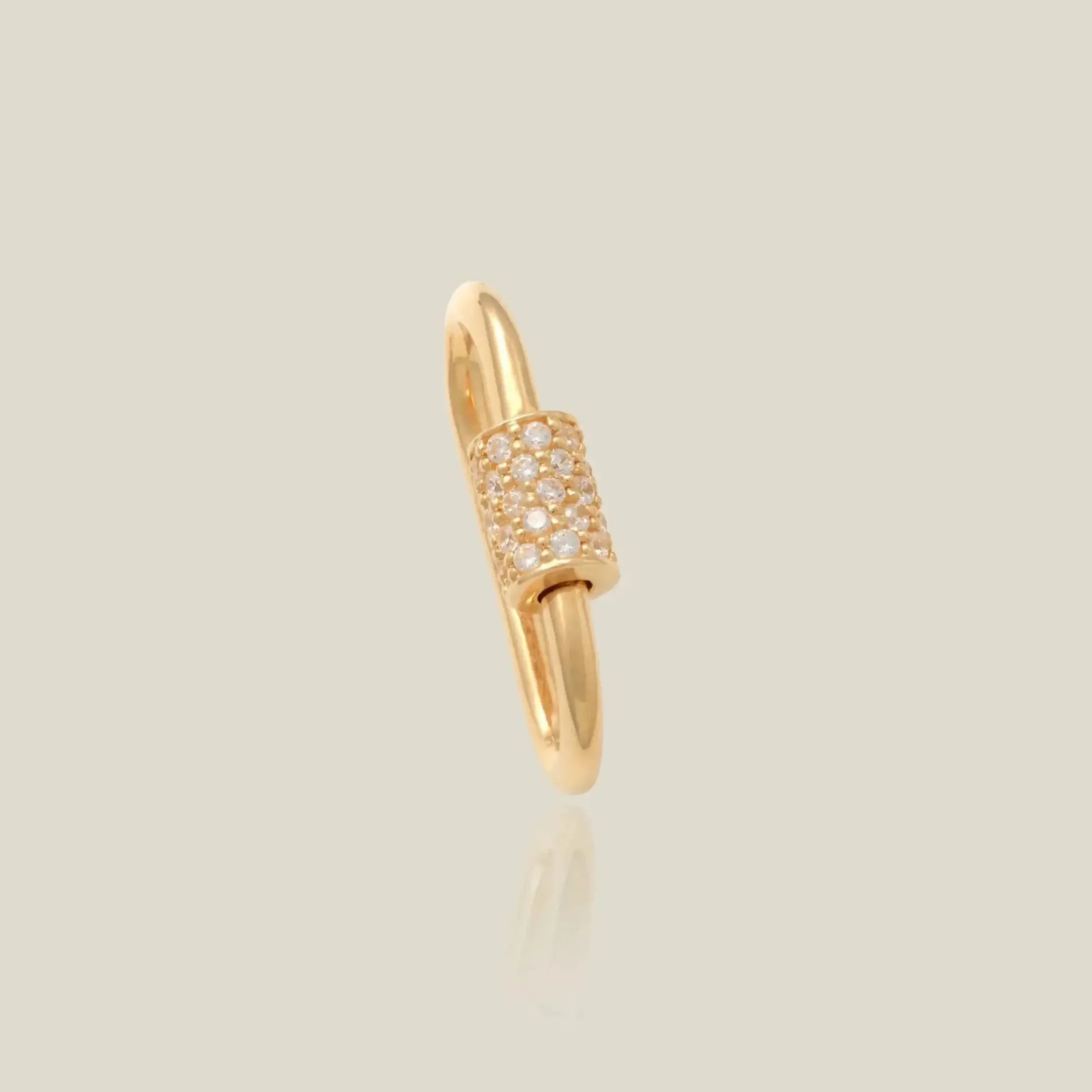 14K Solid Gold CZ Barrel Oval Carabiner Screw Connector – Anygolds