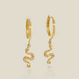 CZ Snake Huggie Drop Earrings - Anygolds