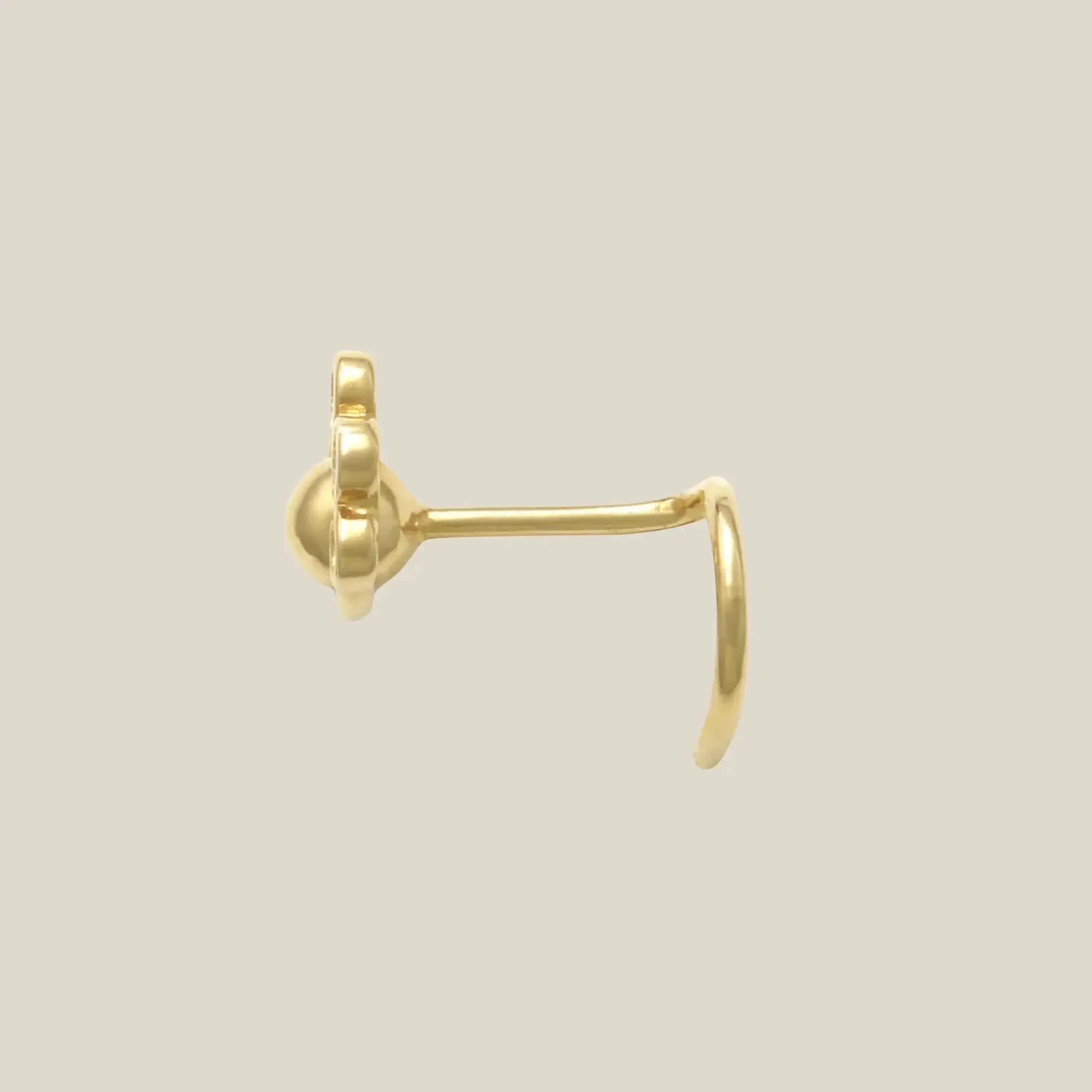 14K Solid Gold Triple Diamond Corkscrew Stud – Anygolds