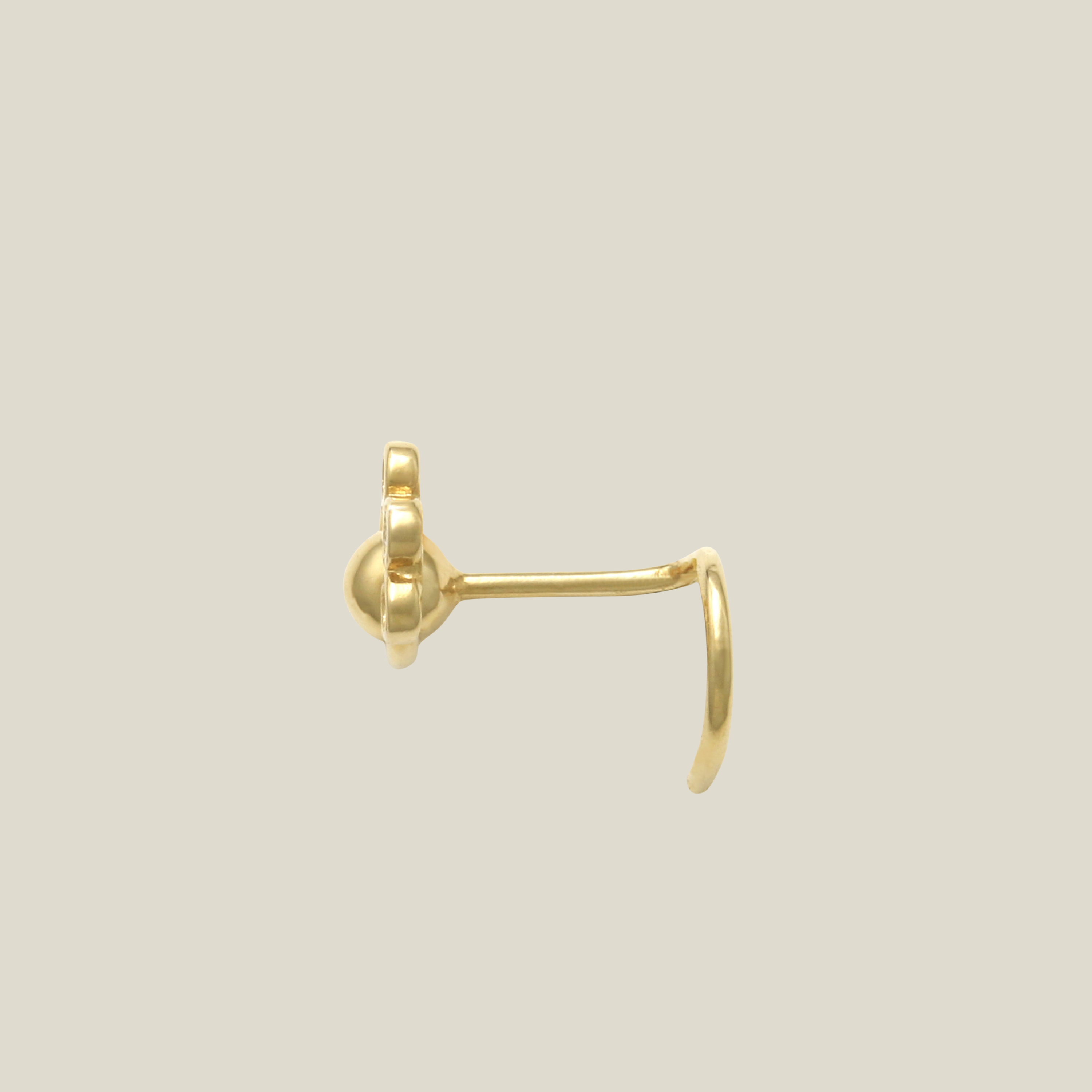 14k Solid Gold Triple Diamond Round Corkscrew Stud - Anygolds