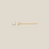 14k Solid Gold Round CZ Fishtail Straight Nose Stud - Anygolds 