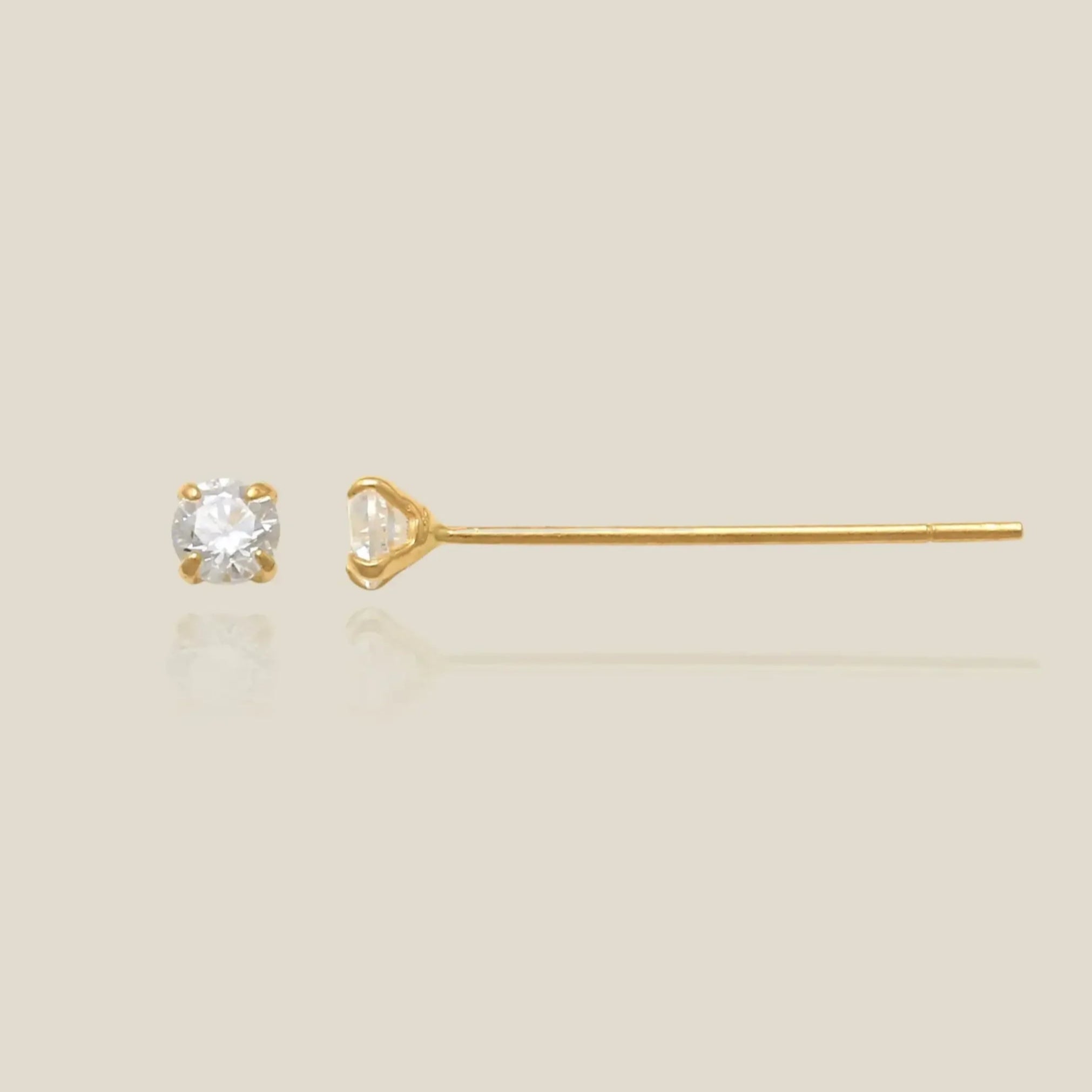 14K Solid Gold Round CZ Fishtail Straight Nose Stud – Anygolds
