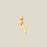 Dangle Cross Charm Stud (Internal Thread) - Anygolds