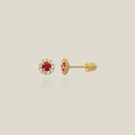 Floral Halo Stud Earrings - Anygolds