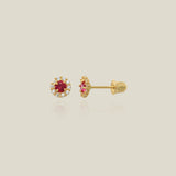 Floral Halo Stud Earrings - Anygolds